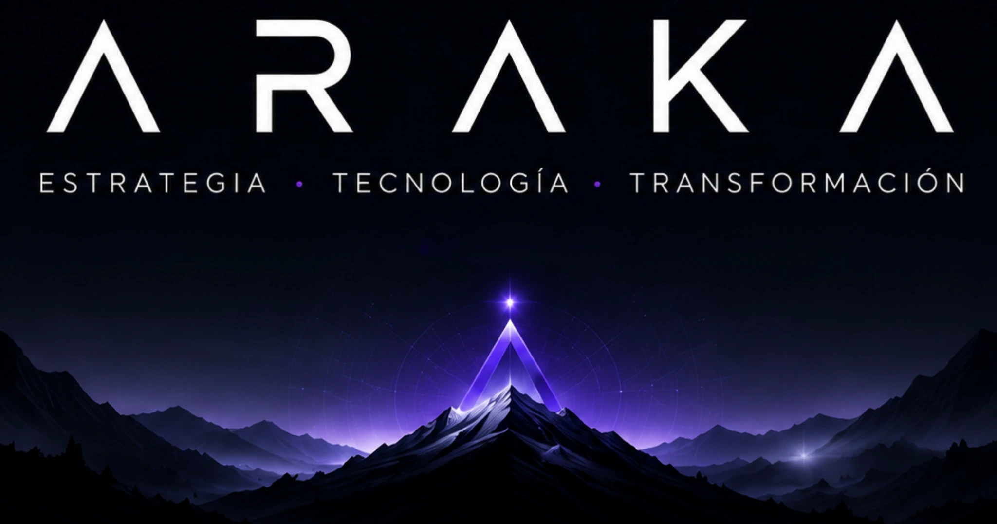Ascending mountain landscape in violet and blue, part of ARAKA's visual world